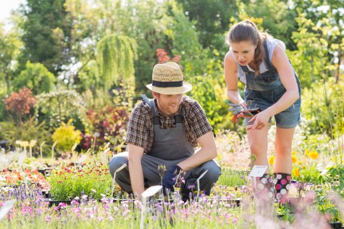 Team starting garden maintenance at a residential property