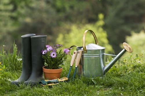 Lush garden scene in Honor Oak during spring maintenance